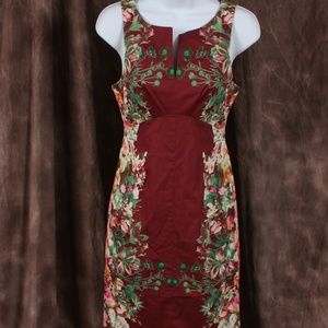 Modcloth Burgundy Floral Sleeveless Dress